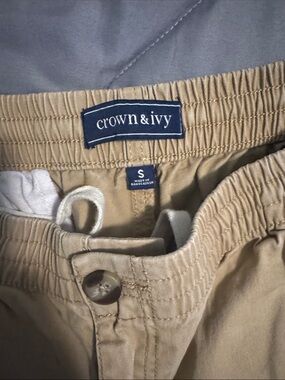 crown & ivy Tan Elastic Waist Casual Shorts